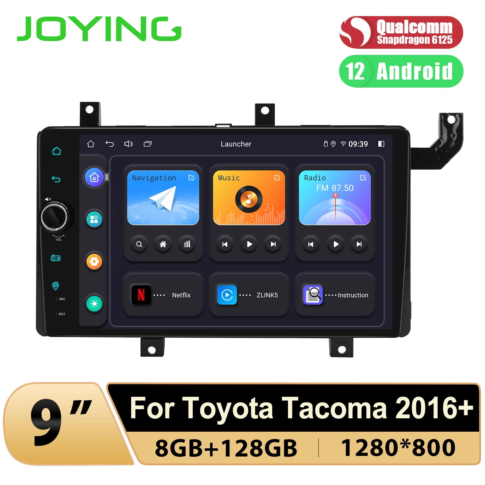 

Joying 9"1280*800 Touch Screen Car Radio Stereo Head Unit GPS Navigation With Carplay Android Auto For Toyota Tacoma 2016+