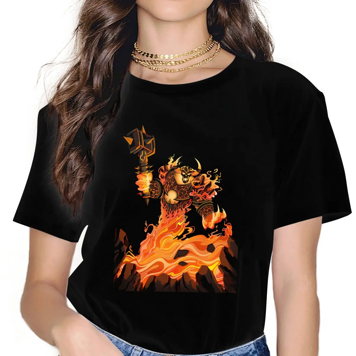 Ragnaros Female Shirts World of Warcraft Loose Vintage Women Clothing Harajuku Casual Feminine Blusas