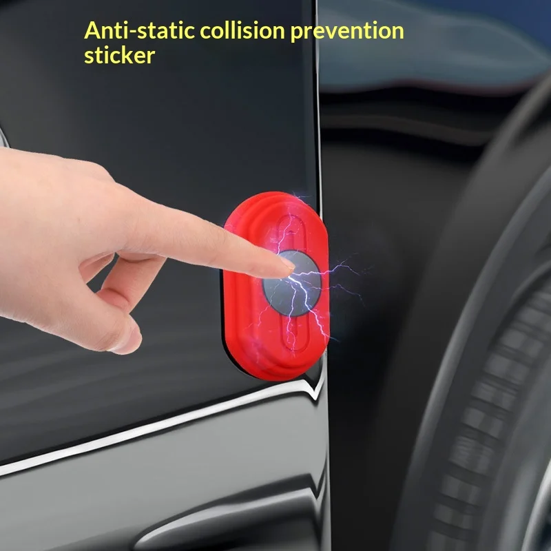 2Pcs Car Anti‑Static Sticker Anti‑Collision Pad, Silicone Door Anti‑Scratch Strip, Static Elimination Protector for Auto Door
