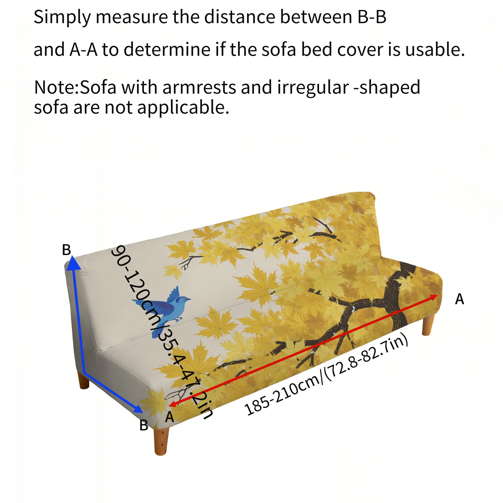 Autumn maple sofa bed cover, non-slip and scratch-proof furniture protective cover, suitable for a variety of home styles