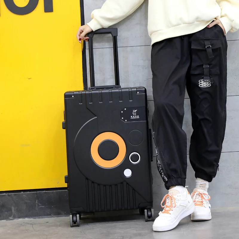 กระเป๋าเดินทางล้อลากอลูมิเนียม ขนาด 20 นิ้ว 24 นิ้ว รุ่น Ms Fems Silent Universal Wheel สีฟ้า แฟชั่นทันสมัย