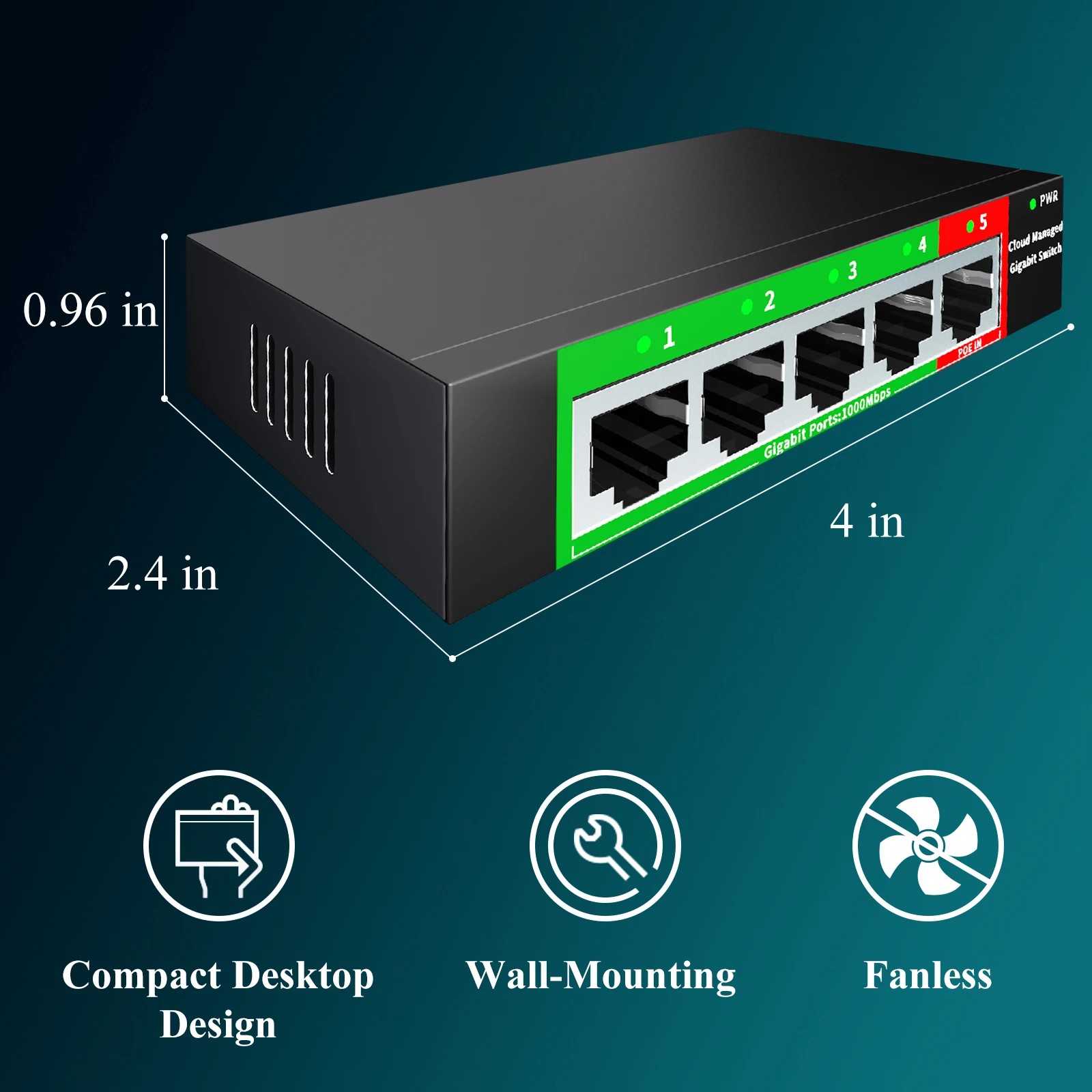 イーサネットスイッチ,4ポート,48V,100/1000mbps,SFPアプリケーションによる制御