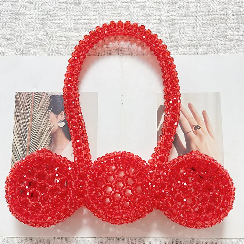 

Новая модельерская сумка ручной работы из бисера в форме вишни яркий цвет женская акриловая сумка на плечо для путешествий и отдыха