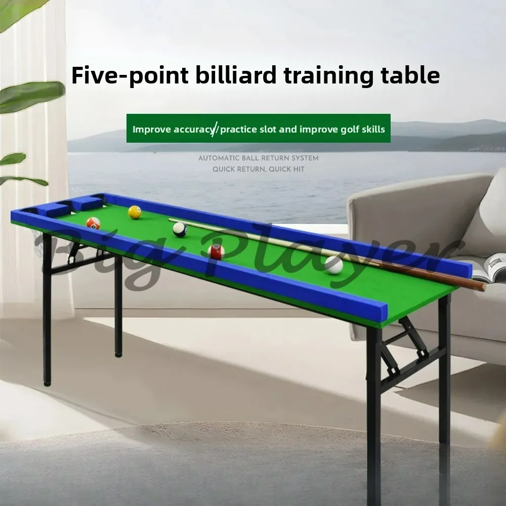 Five Points Pool Table Home Training Snooker Pocket Wooden Hole Foldable Iron Legs Playing