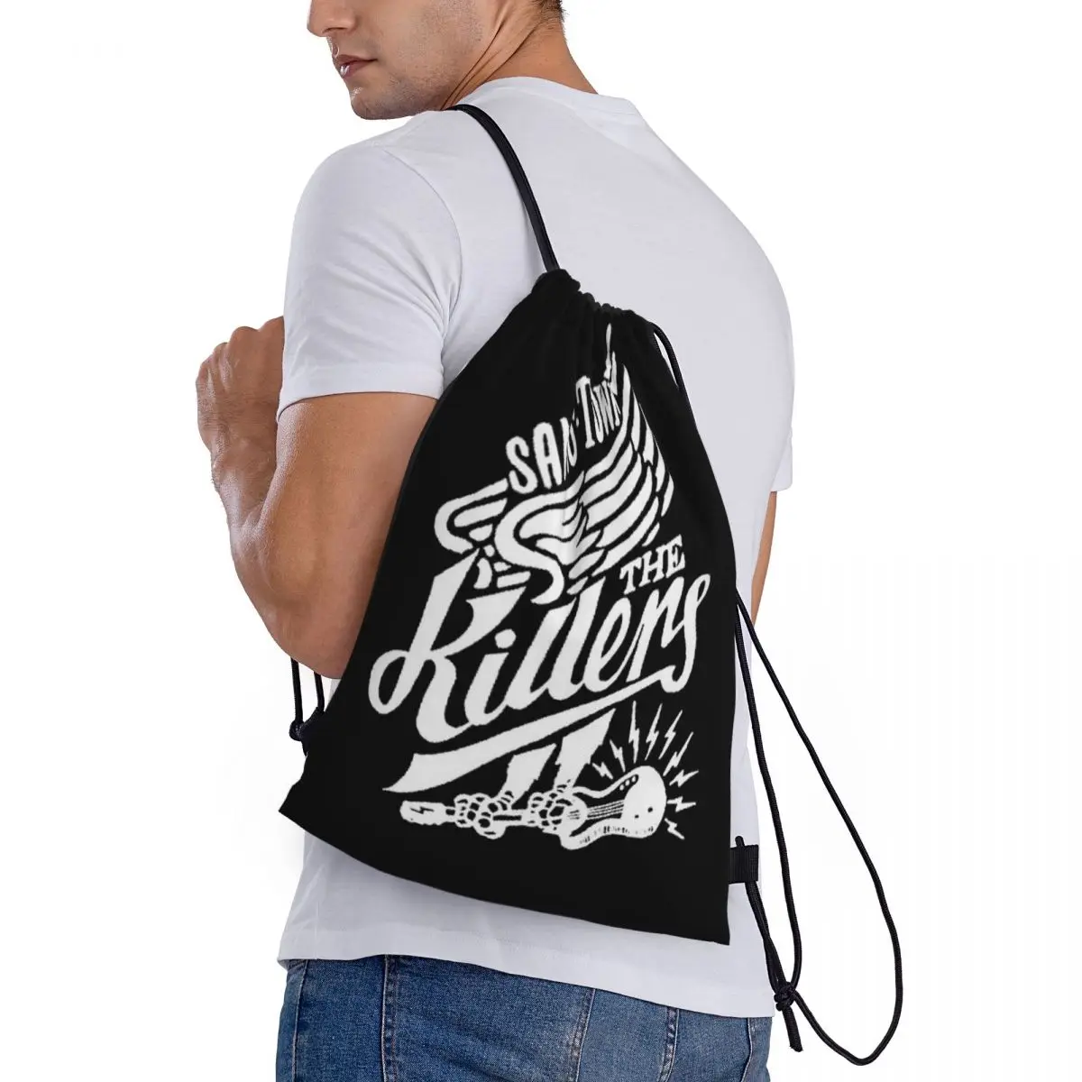 Os Assassinos Logo Drawstring Bag, Popular Mochila De Viagem, Estudante Saco De Armazenamento, Padrão Logotipo Personalizado, Popular 01 