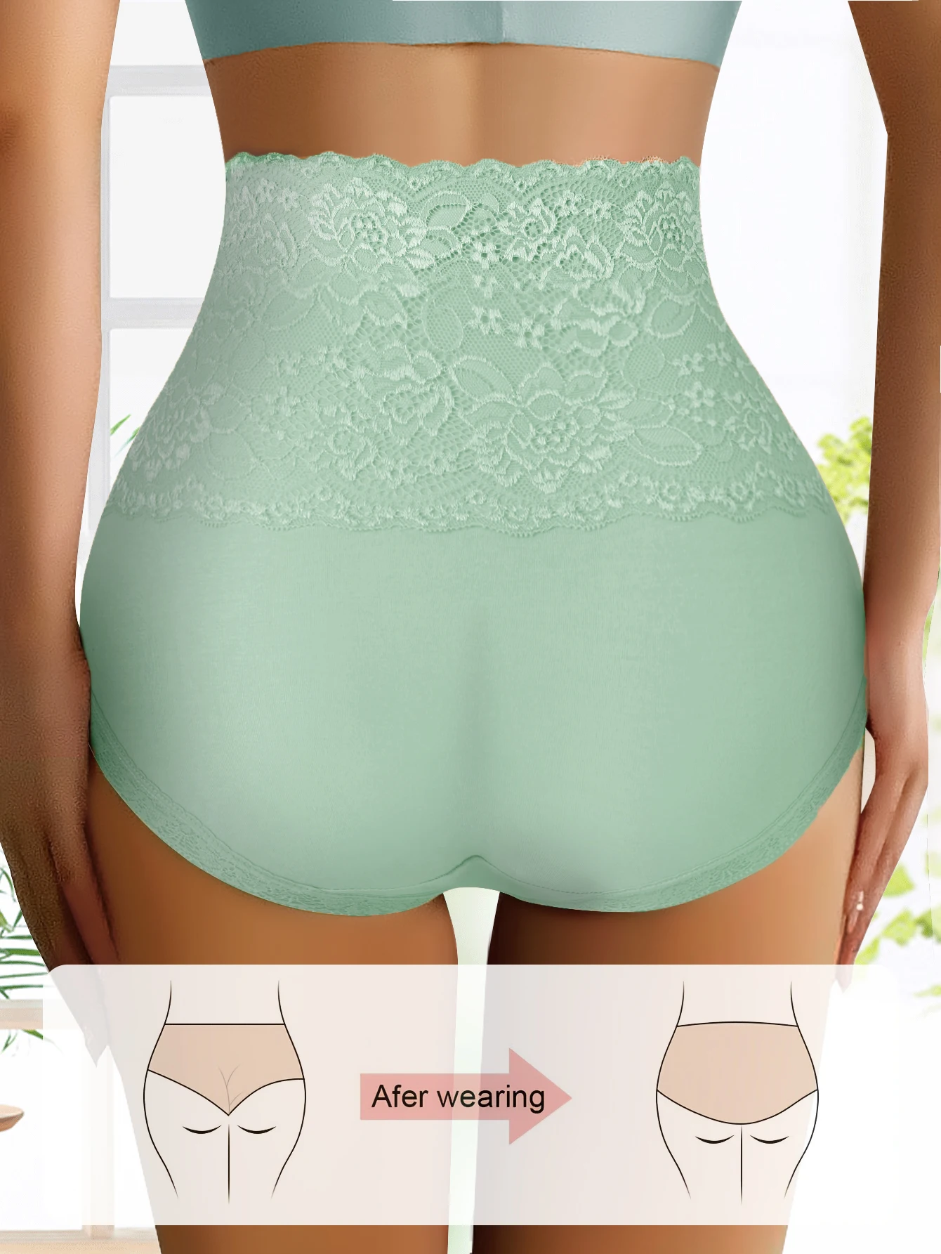 6 قطعة/المجموعة جوفاء الأزهار الدانتيل ملخصات القطن الخالص عالية الخصر الورك رفع سراويل مثير المرأة الملابس الداخلية لينة تنفس سراويل #2