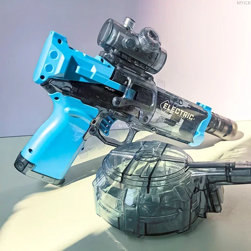 Pistola de agua eléctrica de alta presión para niños, juguetes de verano para exteriores, playa, piscina, jardín, juegos de lucha, ráfagas automáticas, regalos de pistola de agua