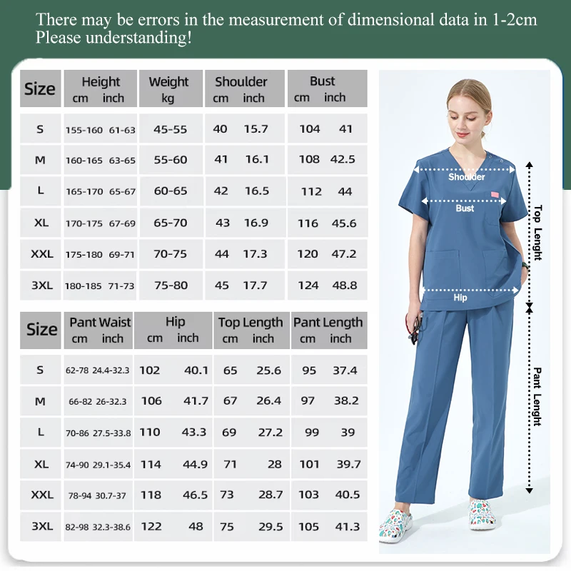 Essential Scrub Sets Female Surgical Uniforms Nurse Top and Pant Pet Hospital Nursing Suits Stretch Beautician Workwear S03