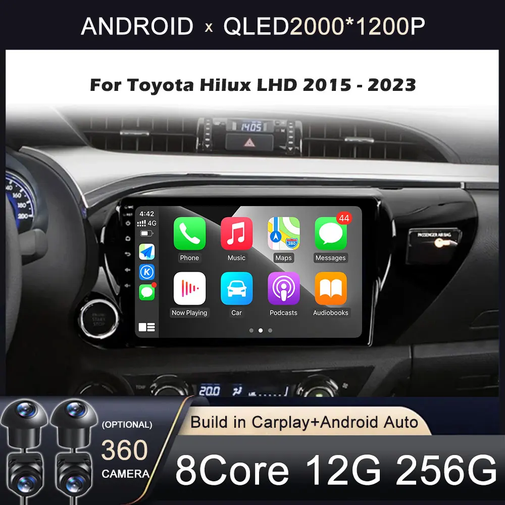 

Android 16 For Toyota Hilux LHD 2015 2016 2017 2018 2020 2021 2023 Carplay Auto Car Radio Multimedia Video Player Navigation GPS