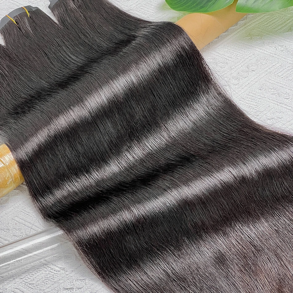 وصلات شعر بشري بمشبك مستقيم 100 جرام 7 قطع/مجموعة # 1B مشابك لحمة من البولي يوريثان بدون خياطة باللون الأسود الطبيعي في الشعر الفيتنامي