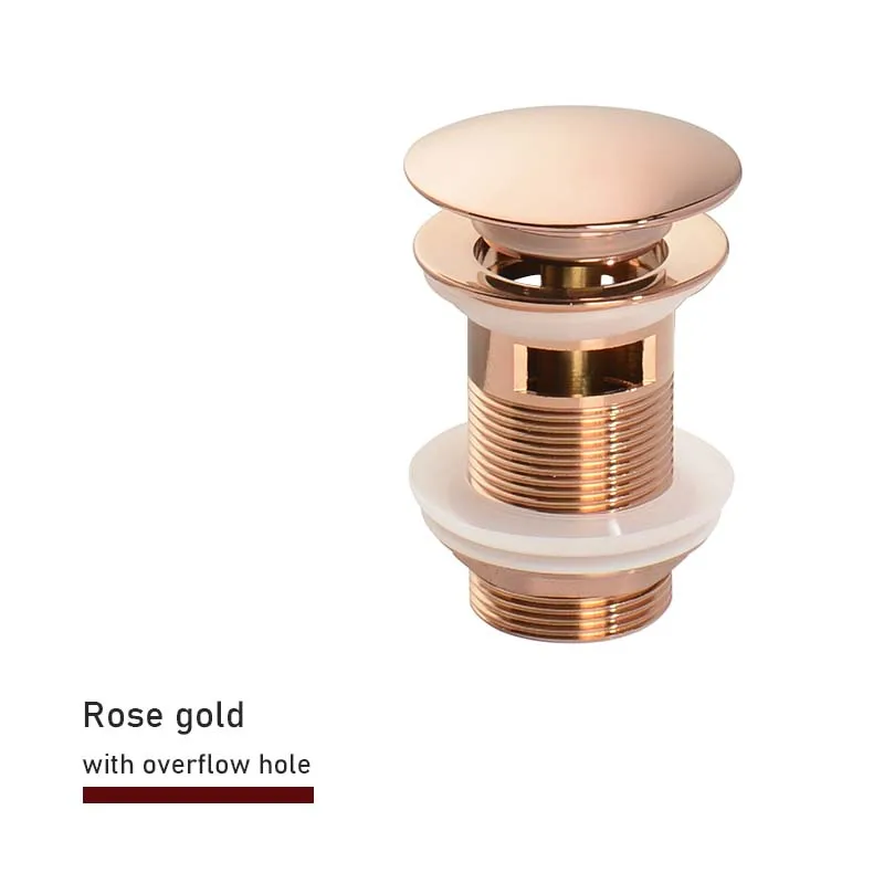 Badkamergootsteen Push Down Pop-up Stop Afvoer in geborsteld goud, mat zwart, wit, rosé goud, goud, chroom wastafelaccessoires