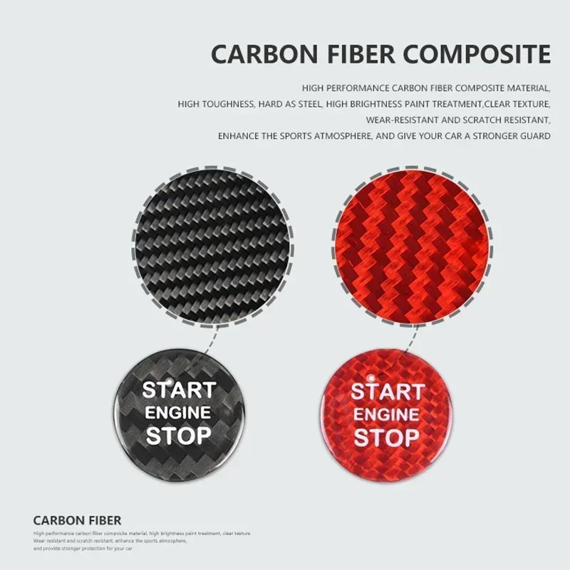 For Alfa Romeo Giulia Stelvio Real Dry Carbon Fiber Interior Decoration Engine Start Stop Button Cover Modification Accessories