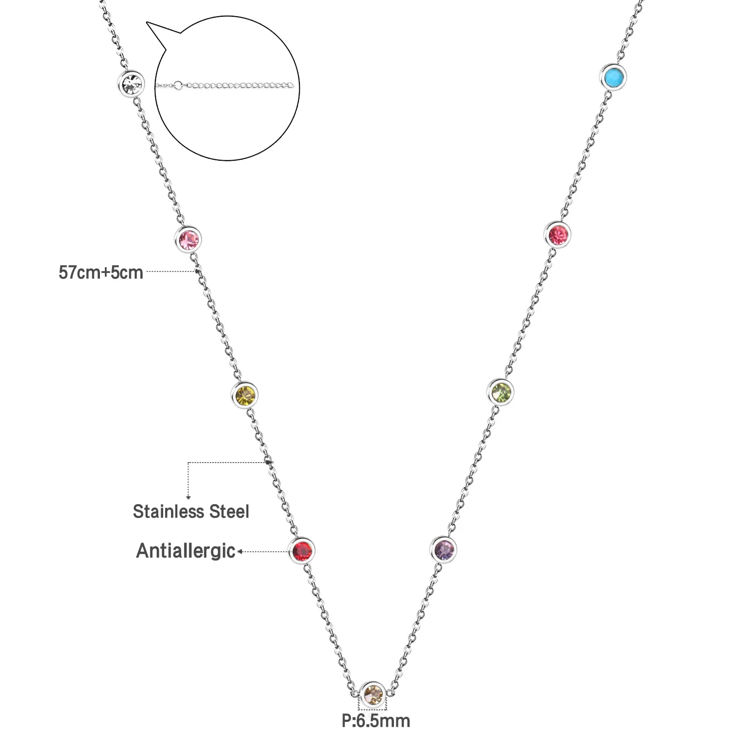 LUXUSTEEL Dainty Luxus Edelstahl Halskette Frauen Goldene Farbe Runde CZ Kristall Charme Kragen Bijoux Acier Inoxidable Femme