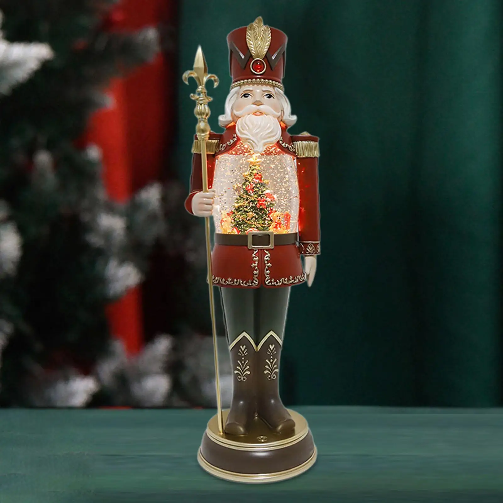 

Traditional Christmas Nutcracker Music Box Ornament Plastic Nutcracker Decoration Statue for Xmas Party Gift Collection