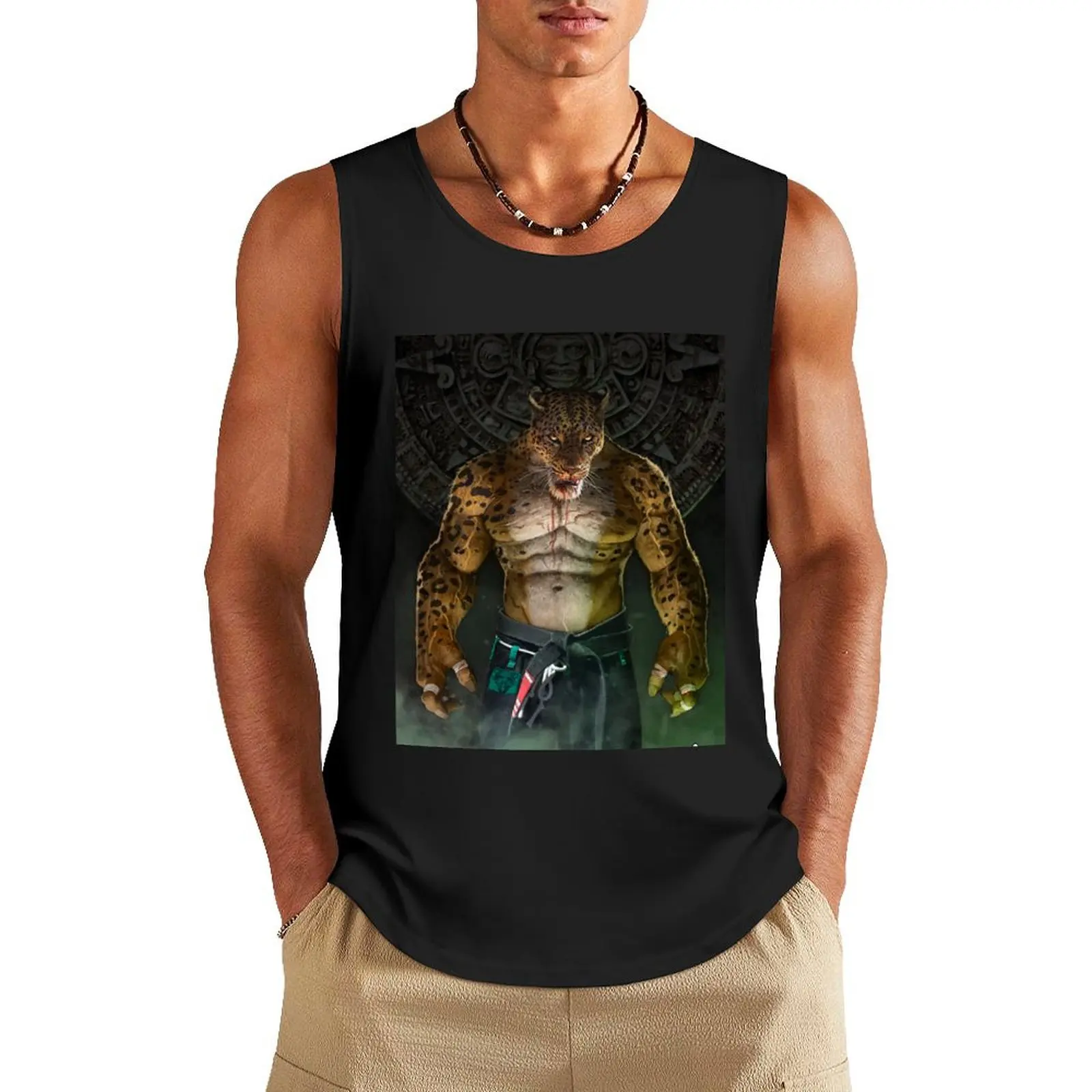 

Aztec Jiu Jitsu Jaguar Tank Top Men's sleeveless gym shirts anime clothes sleeveless jackets Men's clothes luxury style