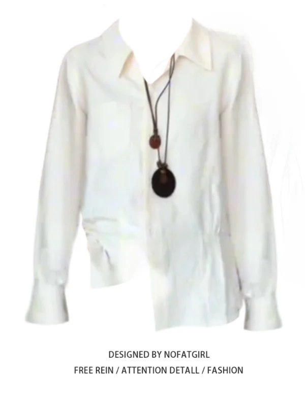 

Женская корейская блузка больших размеров с длинным рукавом и воротником, модная, универсальная, стройнящая, дышащая, из полиэфирного волокна