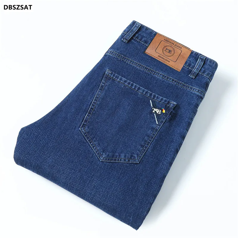 Brand 2023 Clothes Men's Fashion Jeans Business Casual Stretch Slim Jeans Classic Cowboy Trousers Regular Fit Denim Pants Male