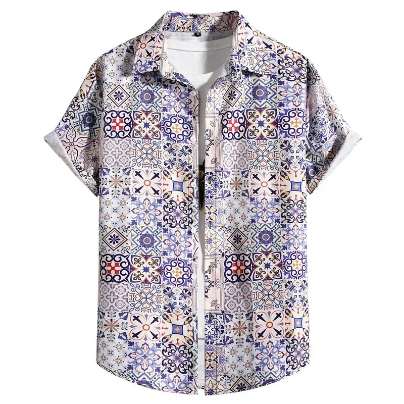 Leopard Hawaiian Sexy Floral Male Camisa Slim Fit Short Sleeve Party Beach Casual Men's Shirts For Man Clothing Social Retro