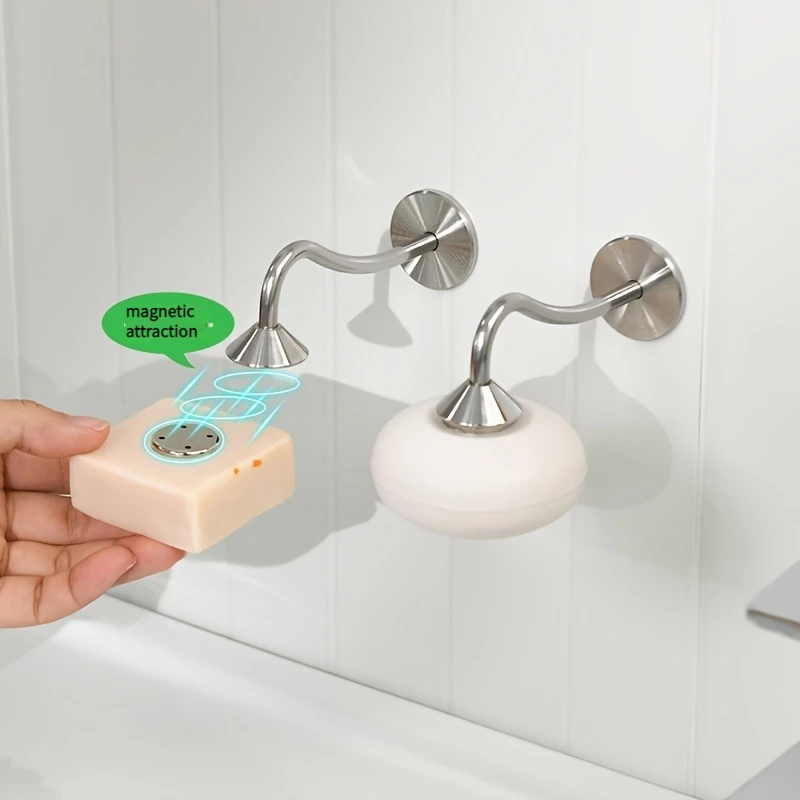 1 قطعة حامل الصابون المغناطيسي الفولاذ المقاوم للصدأ الحائط الذاتي استنزاف طبق الرف للحمام المطبخ غرفة الاستحمام بالوعة المنظم #1