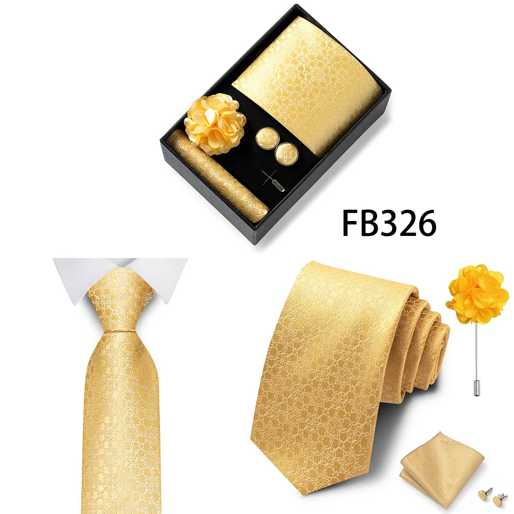 Luxuriöse Mode-Geschenkbox für Herren, 8 cm, Krawatten-Sets, Krawatte, Taschentuch, Manschettenknöpfe, Clip-Brosche-Set, goldener Druck, passend für Hochzeit – Detail 9