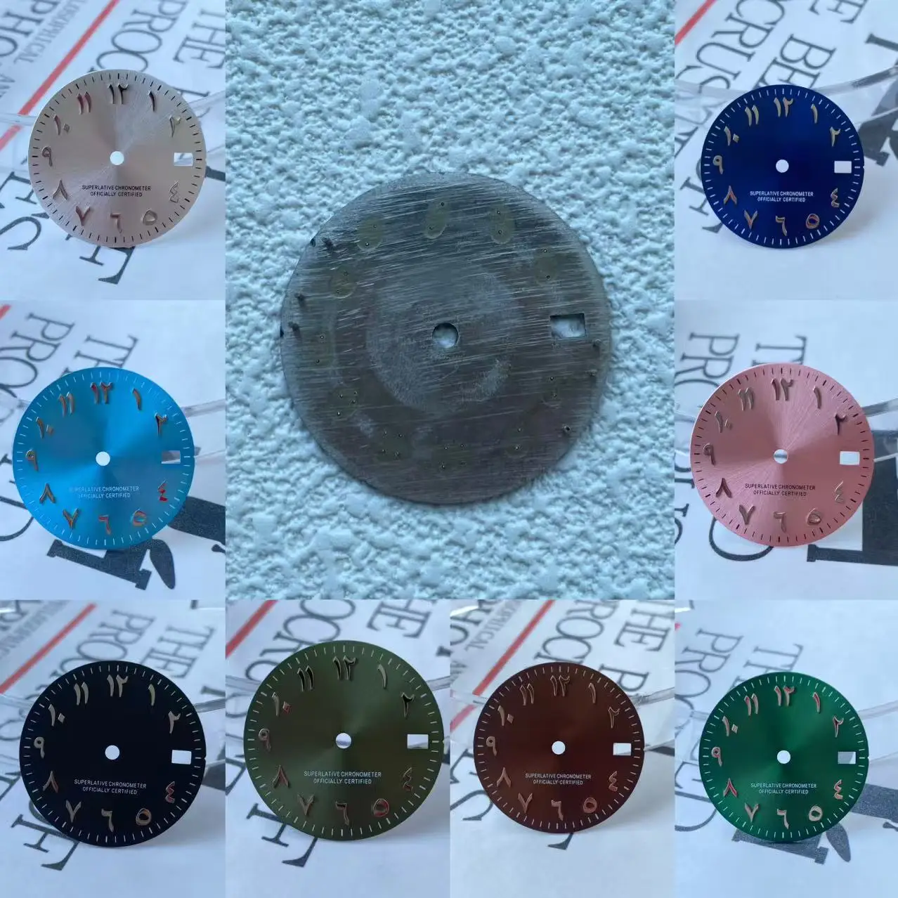 28,5 mm grün-silber-blaue arabische Ziffer, schwarzes S-Logo-Zifferblatt, NH35-Automatikwerk und