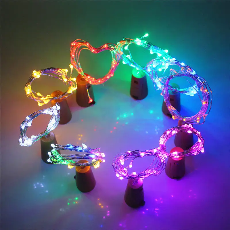 1m 2m 3m Wine Bottle Lights Shaped Garland Battery Copper Xmas Craft Party Night Wire Corker Outdoor For Glass Christmas Led