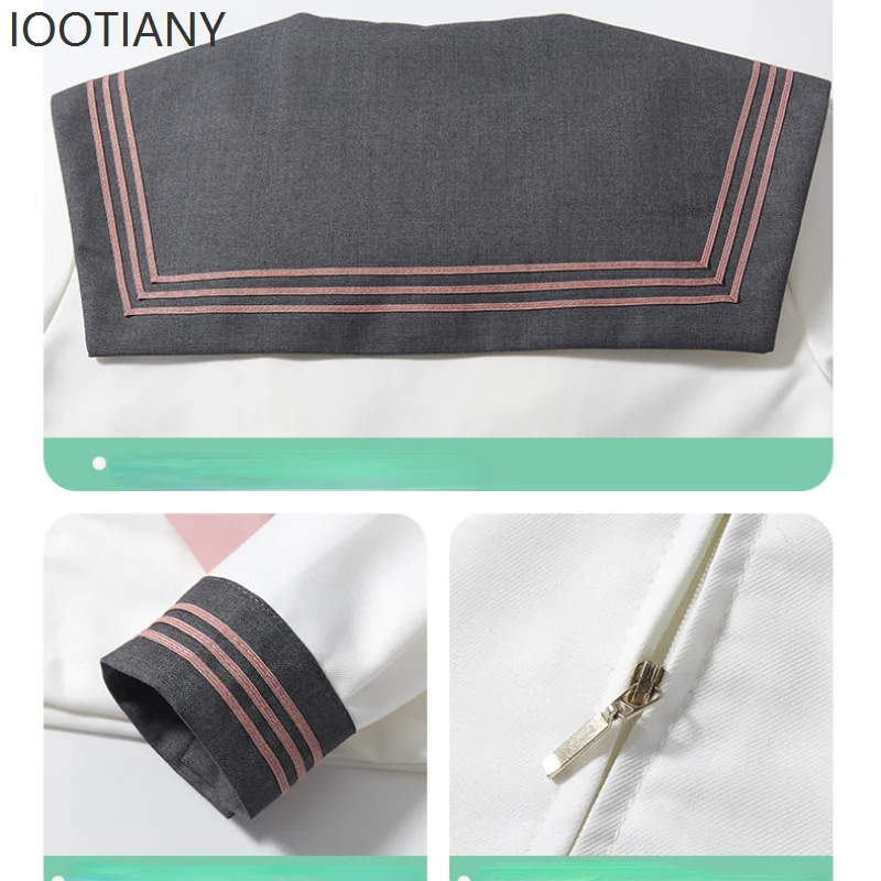 IOOTIANY Japanese Embroidery New Gray Jk Uniform Sailor Suit College Style Long Sleeve College Style Pleated Skirt Sweet Suit