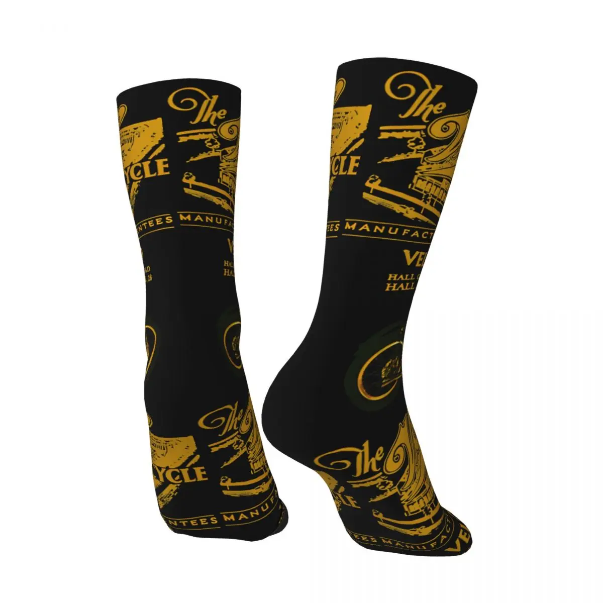 Funny Crazy Sock for Men Adorable Hip Hop Vintage Velocette Happy Seamless Pattern Printed Boys Crew compression Sock Casual