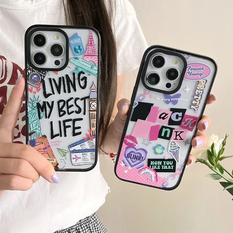 

Travel 2.0 Acrylic MagSafe Black Border Phone Case Cover for iPhone 11 12 13 14 15 16 Pro Max Case