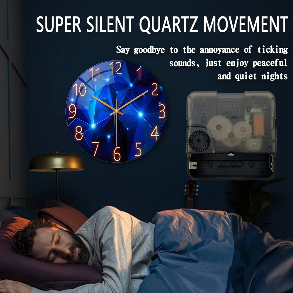 

New tempered glass wall clock for living room home use, silent quartz clock, creative European style wall clock for bedroom