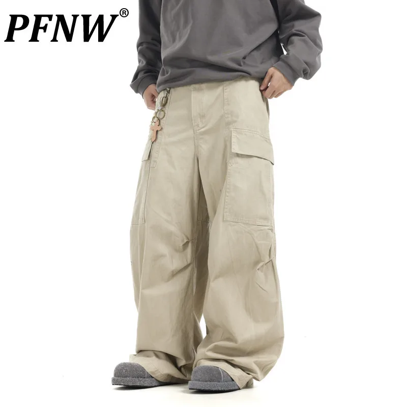 PFNW American Vintage Deconstructed Pleated Multi-pocket Machete Pants Hip-hop Loose Dragging Casual Wide-leg Trousers 28W5903