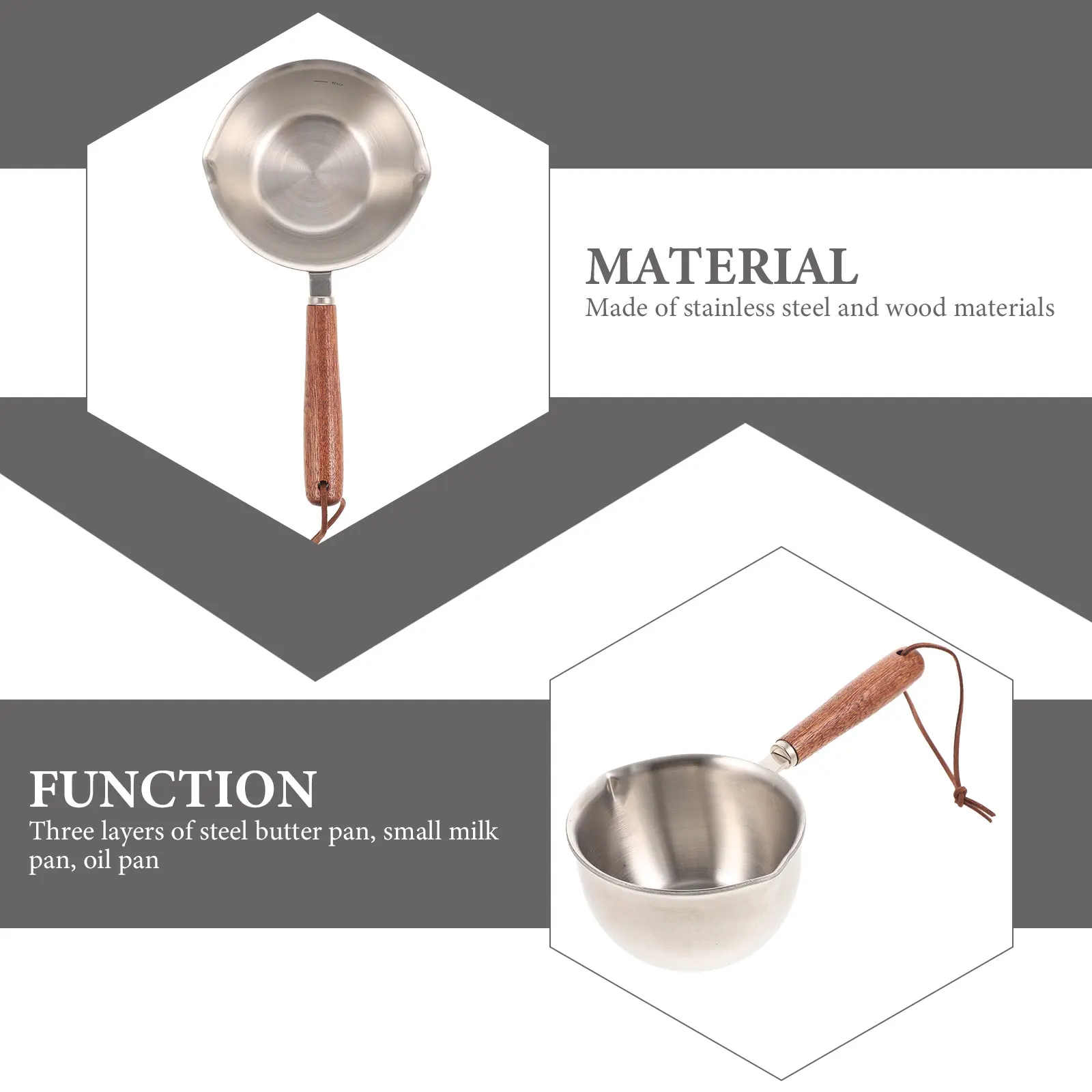 

Small Saucepan Stainless Steel Milk Pot Soup Boiler Compact Design Smooth Bottom Wood H Heat Conduction Oil Pouring Port