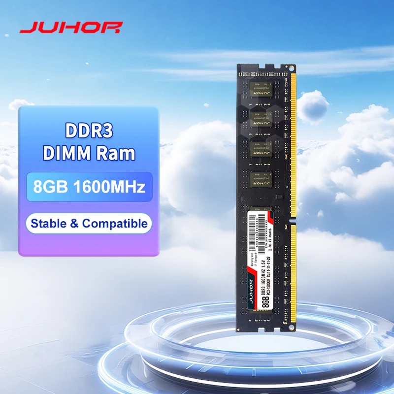 

Память JUHOR Memoria RamDDR3 8 ГБ 1600 МГц для настольных компьютеров, совместимая с материнскими платами INTEL и AMD