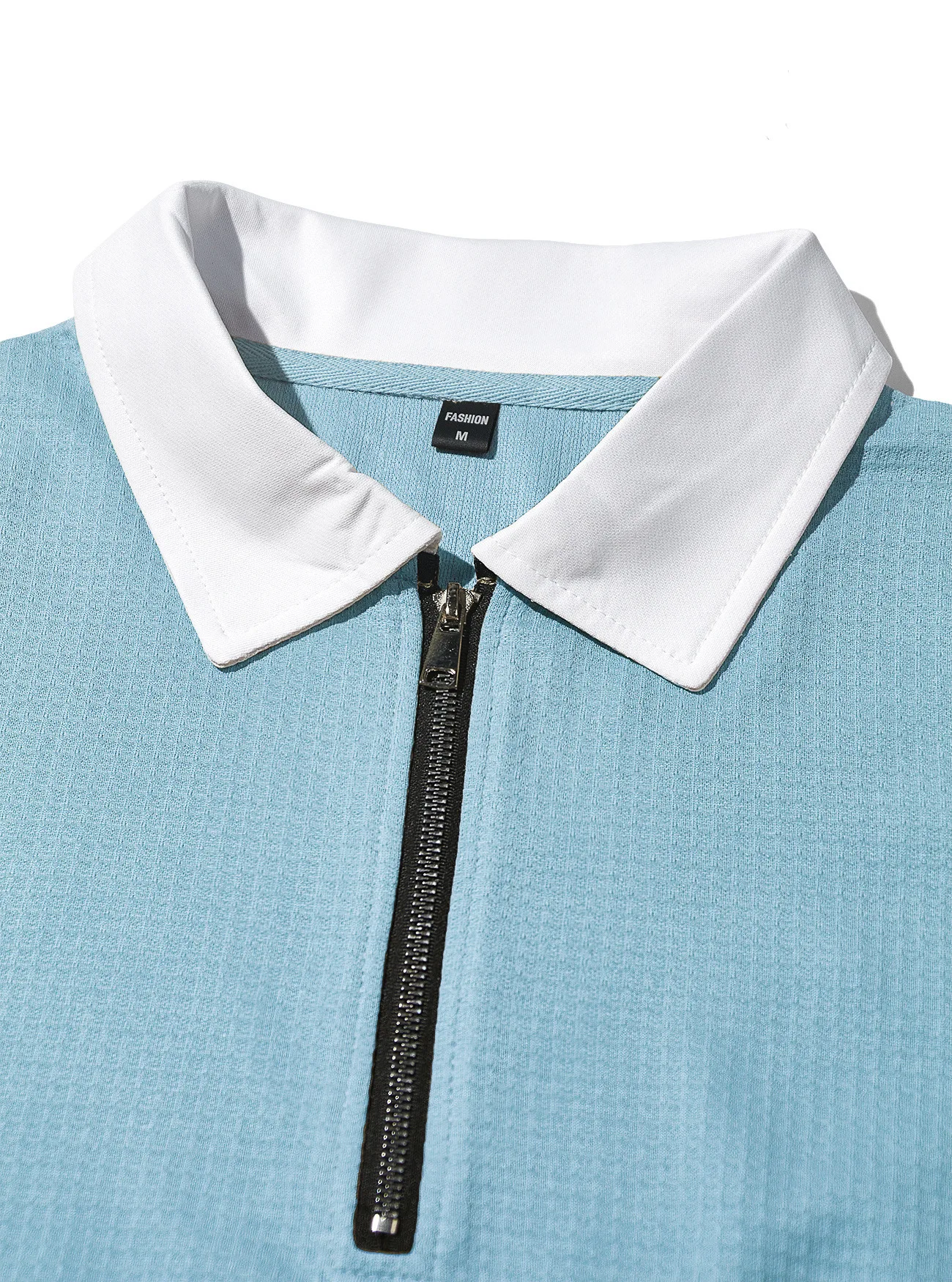New men's waffle knit polo shirt for spring and autumn, long sleeves, half-closed collar, casual sporty top garment