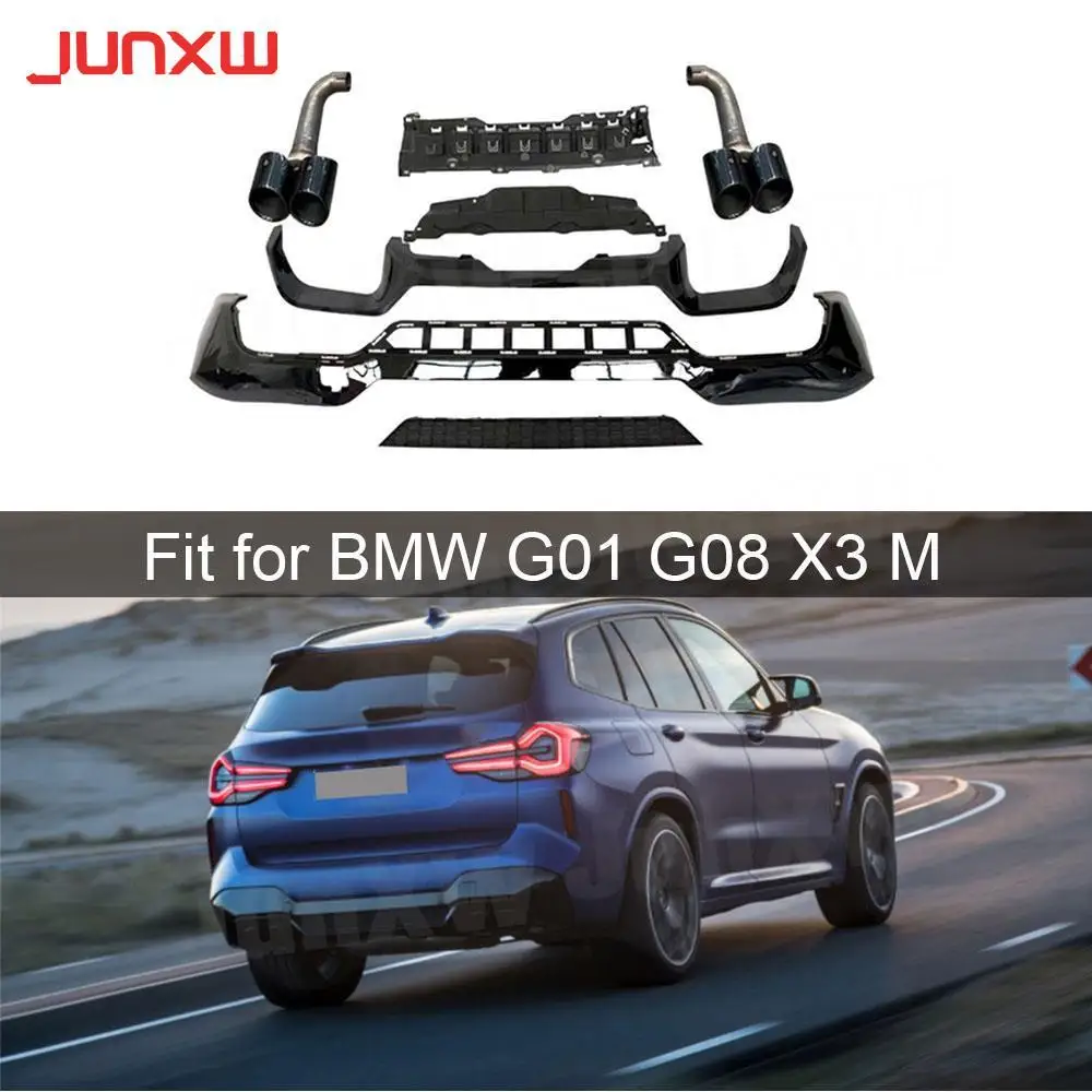 

ABS Rear Bumper Lip Diffuser Exhaust Tips for BMW G01 G08 X3 M Sport 2022 + Rear Diffuser Spoiler Set Car Styling