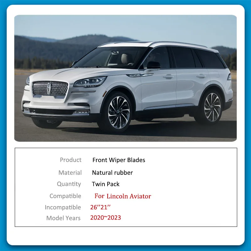 For Lincoln Aviator 2020~2023 U611 MK2 Front Wiper 2020 2023 Blades Brushes Windscreen Windshield Car Accessories Washer 26\