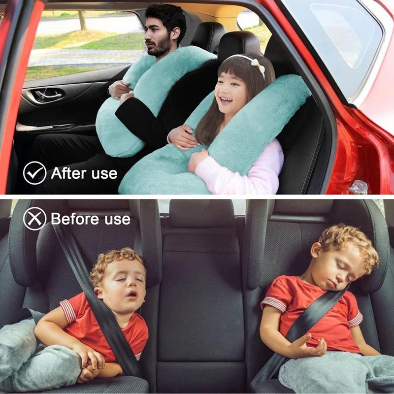 Travel Pillow, Children's Travel Pillow, Multifunctional Car U-Shaped Pillow,Rear Seat Supports Heads And Body(Green )