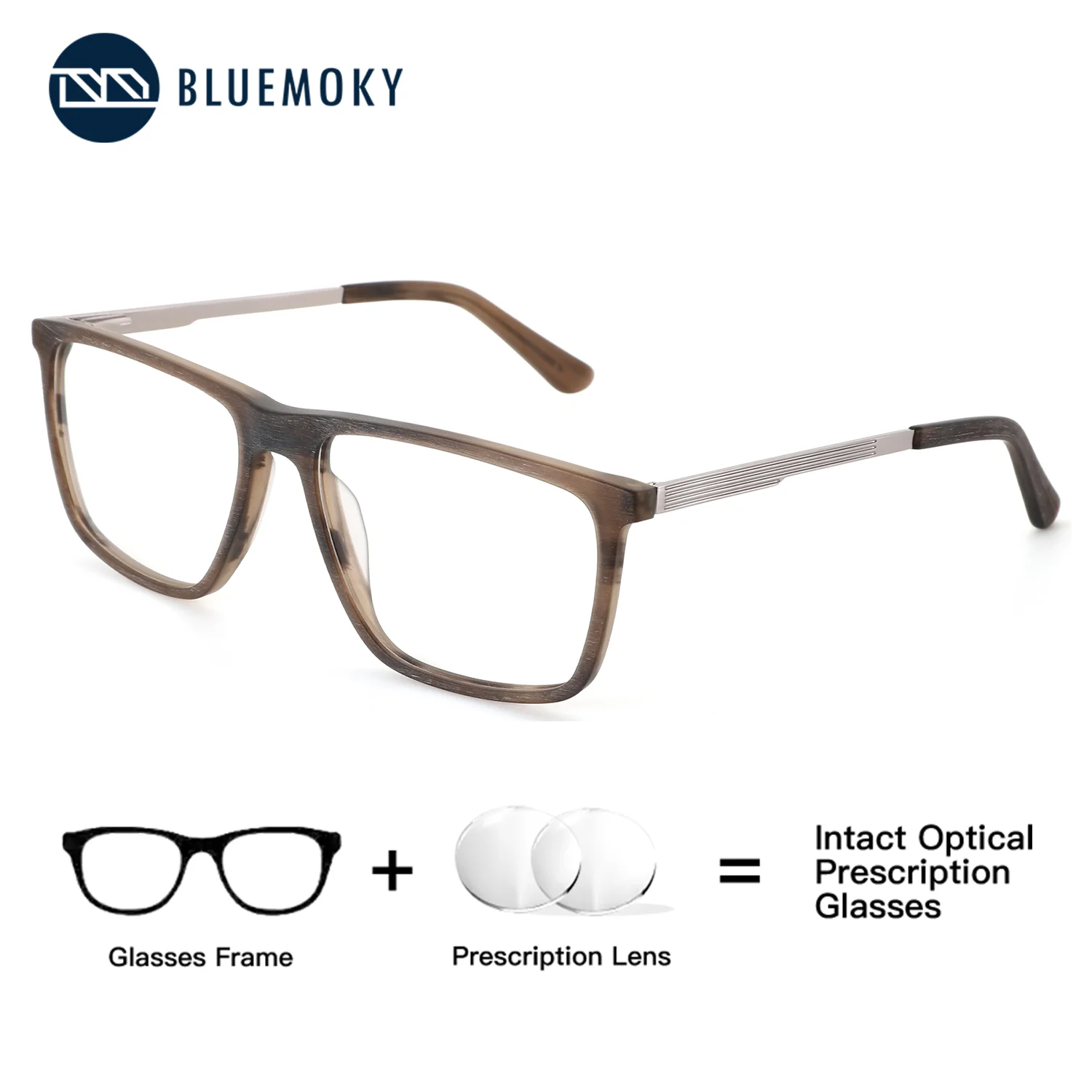 BLUEMOKY Rectangle Acetate Prescription Custom Eyewear Men Anti Blue Light Myopia Multifocal Reading Optical Glasses