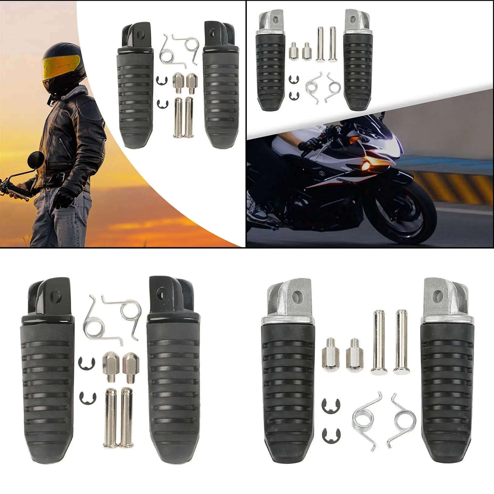 2Pcs Motorcycle Front Footrests Replacement Sturdy Spare Parts Easy to Install Foot Pedals Front Foot Pegs for GSX1300R