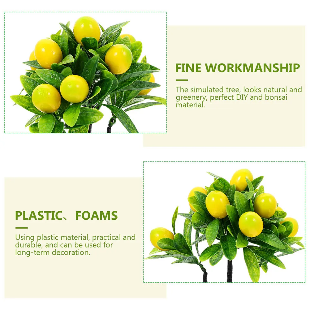 

Artificial Potted Lemon Tree Bonsai Simulation Small Fruit Tree Plant Home Office Desktop Decor Realistic Green Plant Ornament