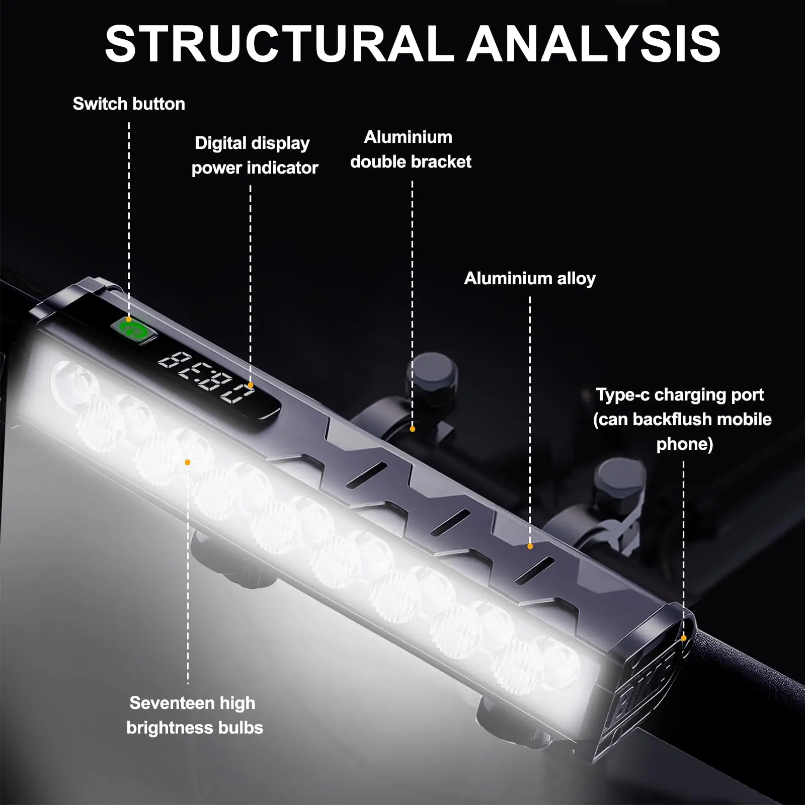 Bicycle Light Front 8000Lumen Bike Light 5000mAh Waterproof Flashlight USB Charging MTB Road Cycling Lamp Accessories