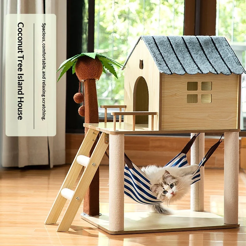 Árbol rascador para gatos de sisal con hamaca, cama y juguete escalada - imagen 3