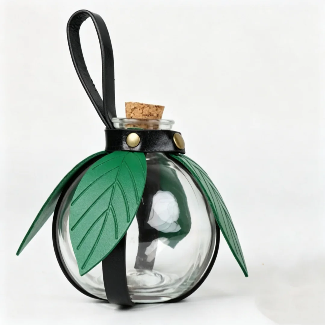 Renaissance Halloween Cosplay Belt Elf Leaf Leather Cover with Potion Glass Magic Bottle Viking Knight Role Playing Dress Up Bag
