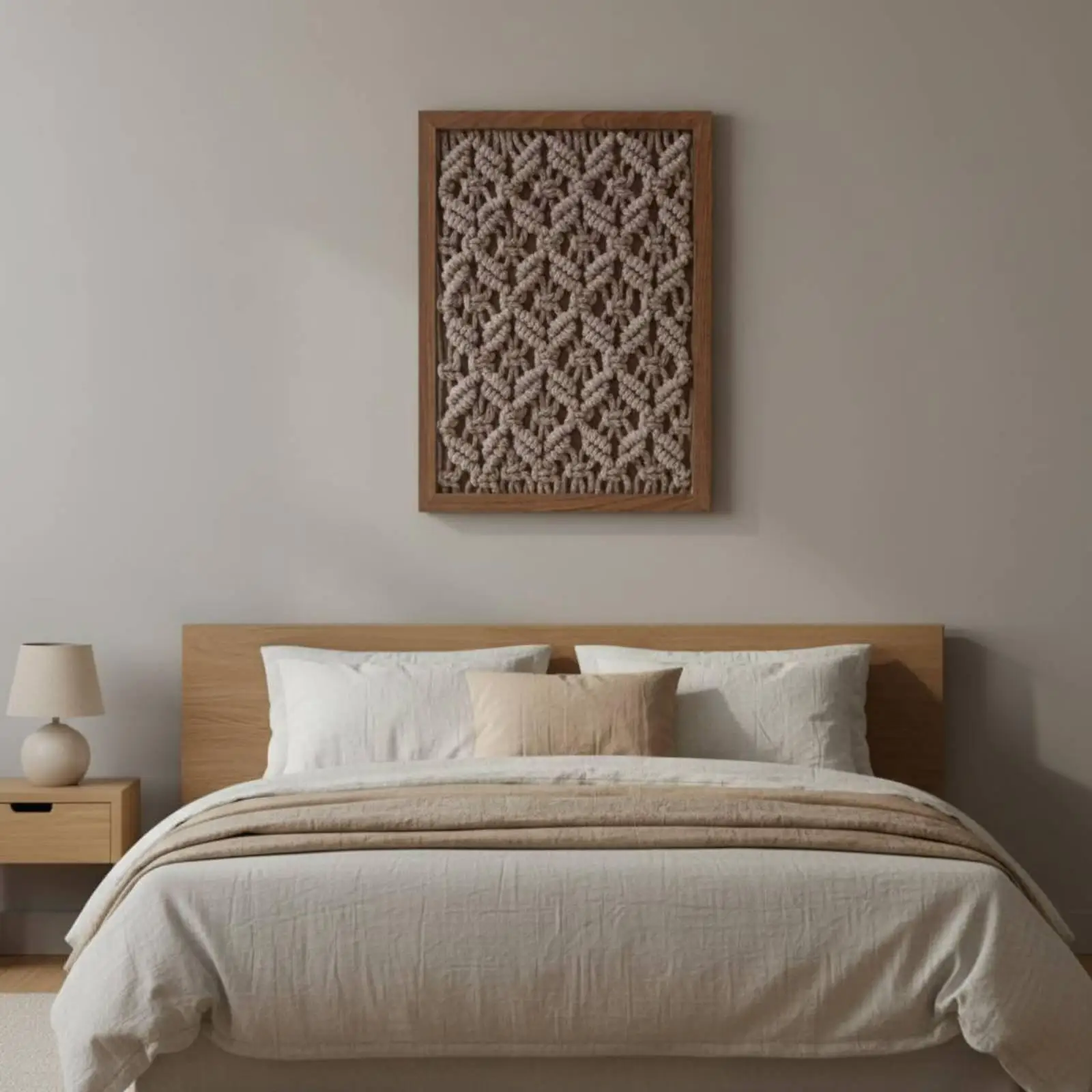 Framed Tapestry Decor Handmade Woven Wall Hanging Nordic Style Boho Wall Tapestry for Living Room, Bedroom, Entryway