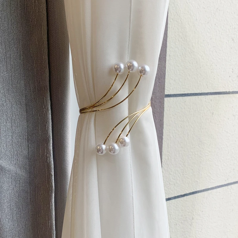 Pearl Alloy Curtain Clips - No Drill Holiday Tiebacks, Festive Window Decor with Snap-on Holders for Sheer Curtains - view 2