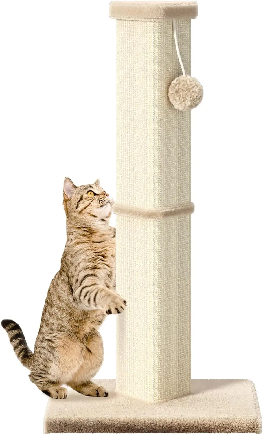 

Cat Scratching Post, 32 Inch Tall Scratching Post for Indoor with 5 Inch Diameter Posts and Ball Cat Scratcher for Mediu