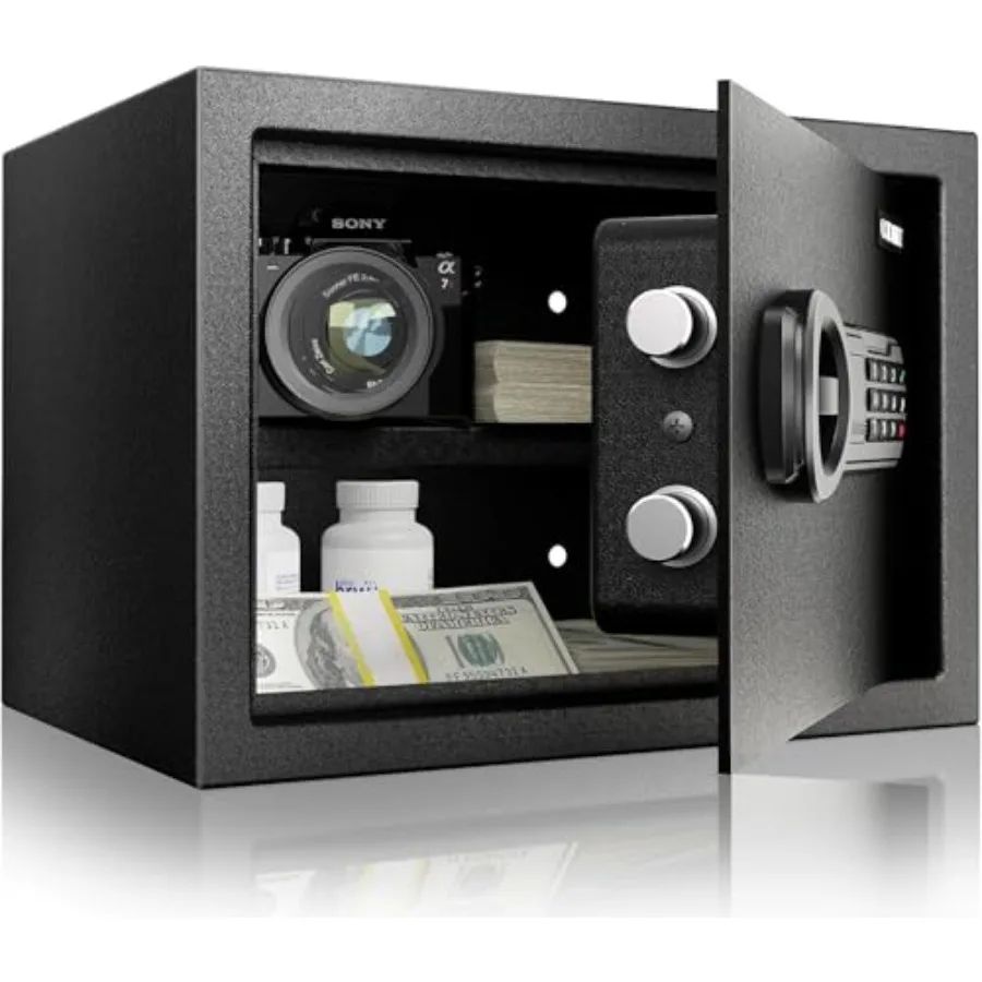 

Lock Safe Wall Anchoring Personal Safe Steel Construction Black Small Safe for Home Hotel Office