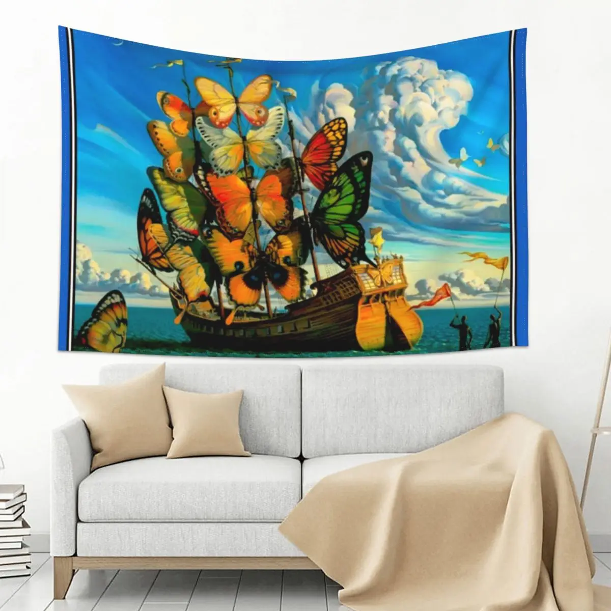 

BUTTERFLY SHIP : Vintage Surreal Abstract Fantasy Print Tapestry