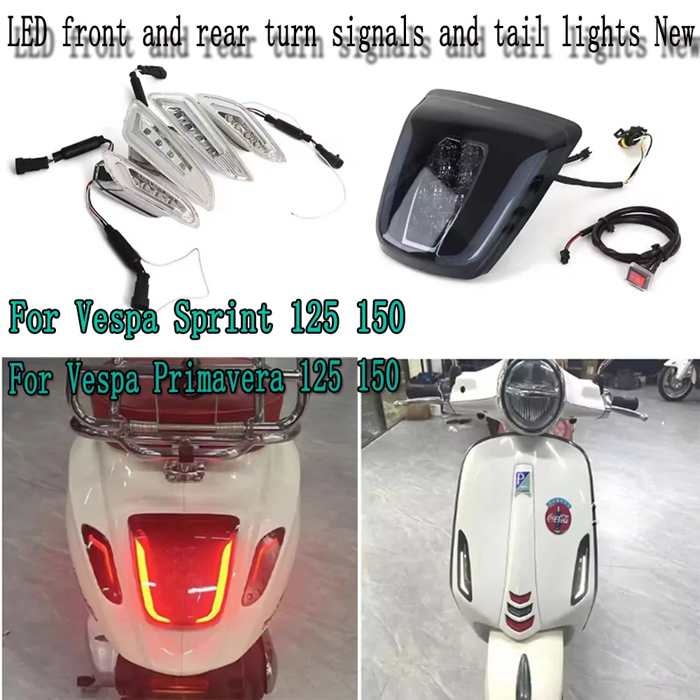 

Motorcycle Front Rear LED Brake Lights Turn Signal Lamps Taillights For Vespa Sprint 125 150 Primavera 150 125