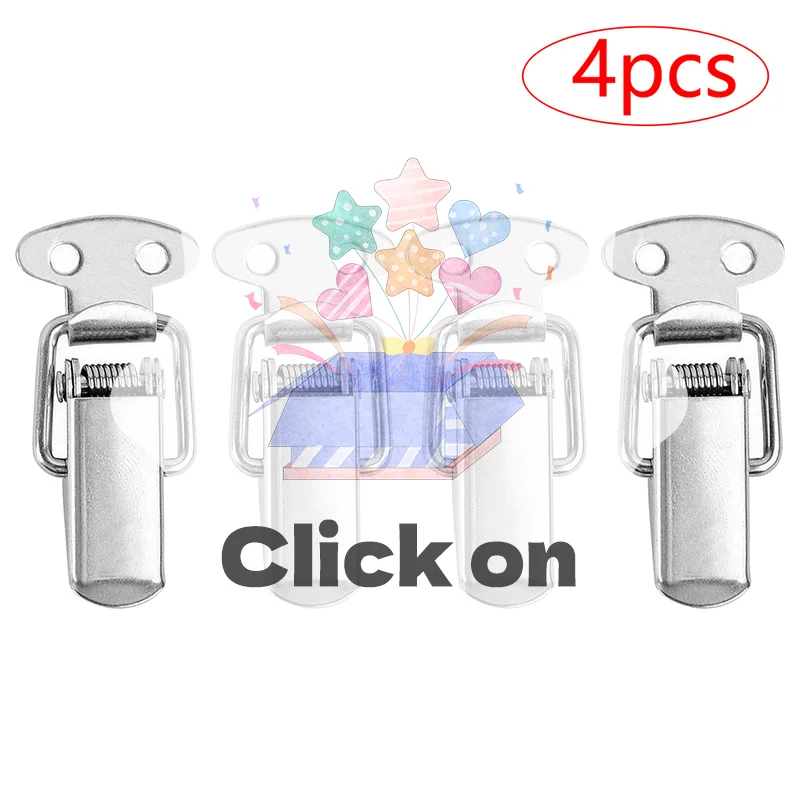 4 Stück Vintage Entenmaul-Schnalle Mini-Schloss Brustbox Geschenk Koffer Koffer Schnallen Toggle Hasp Latch Catch Clamp Edelstahl
